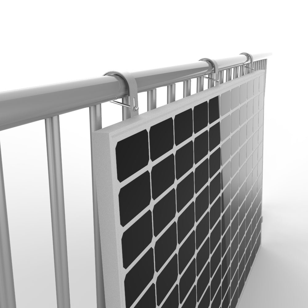 800W Balkonkraftwerk Plutus mit starrer Halterung für Gitterbalkon (Variante A) - Komplettset inkl. Solarmodule