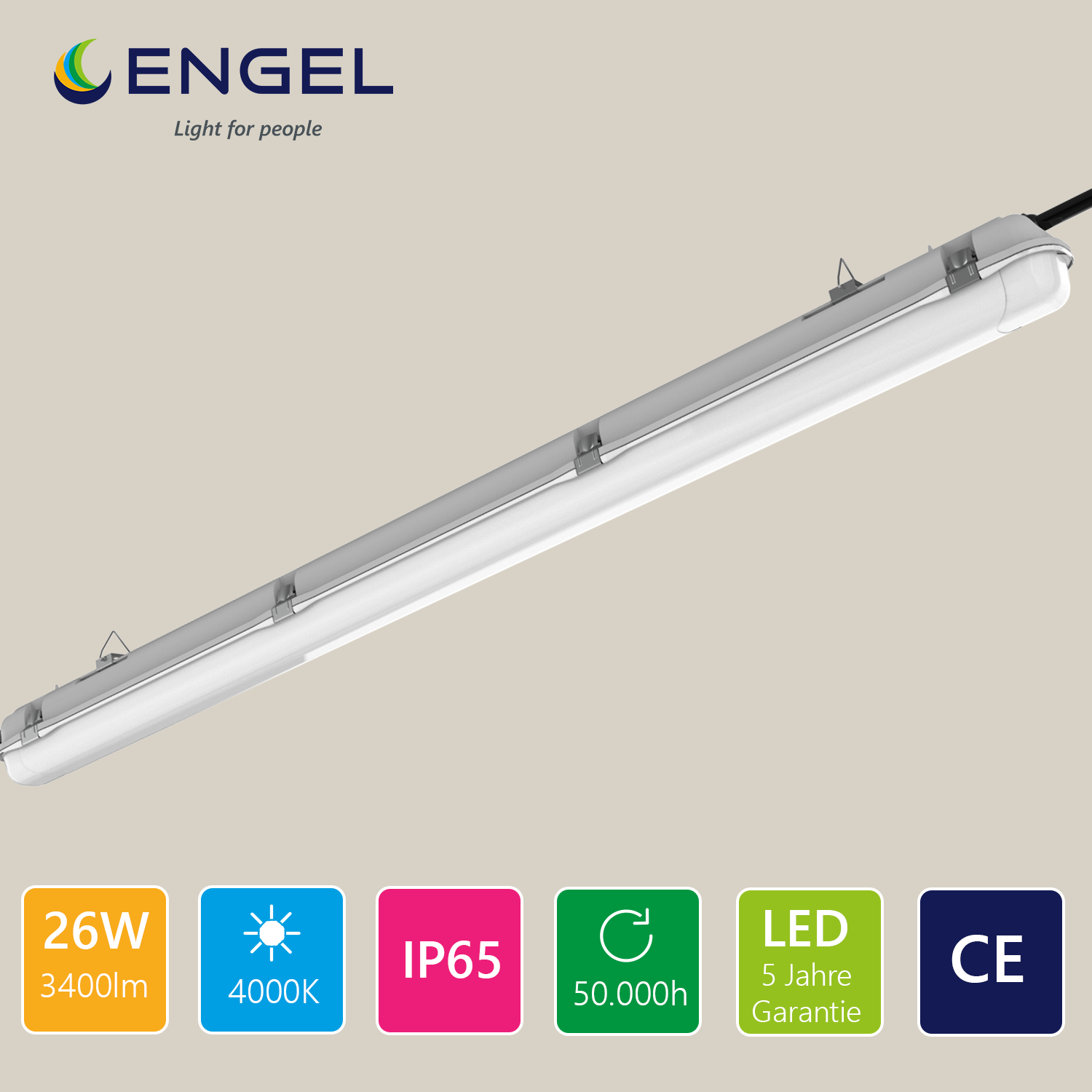 Engel Ventura – LED-Feuchtraumwannenleuchte IP65