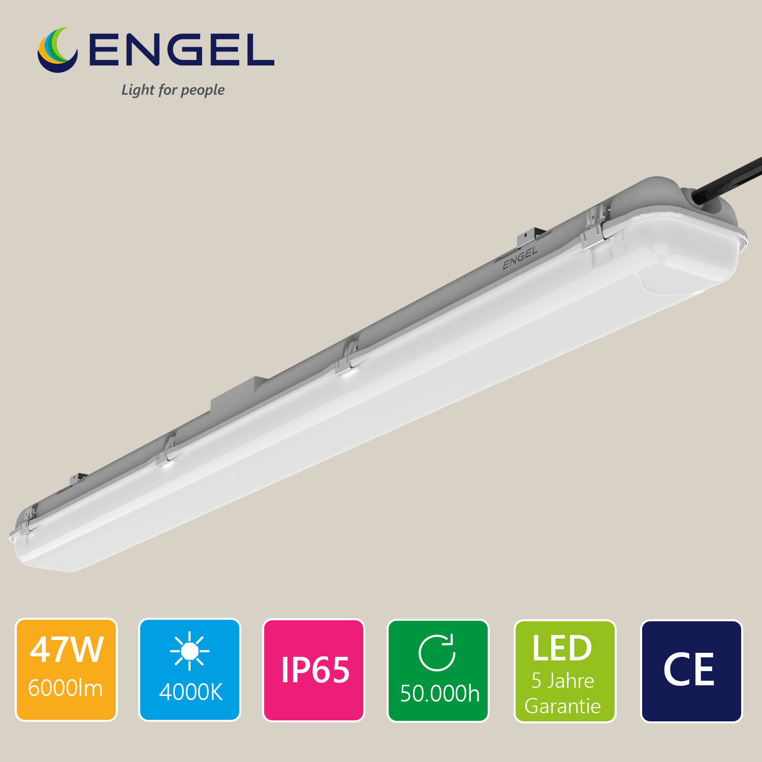Engel Ventura – LED-Feuchtraumwannenleuchte IP65
