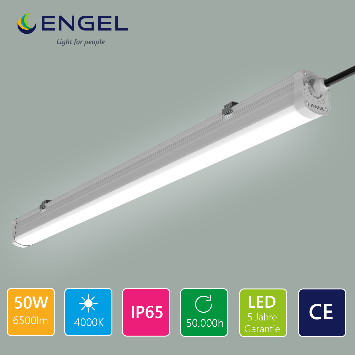 Engel Exton Plus LED Feuchtraumleuchte 60-150cm - IP65 Wasserdicht, Reihenschaltung  mit 5 Jahren Garantie