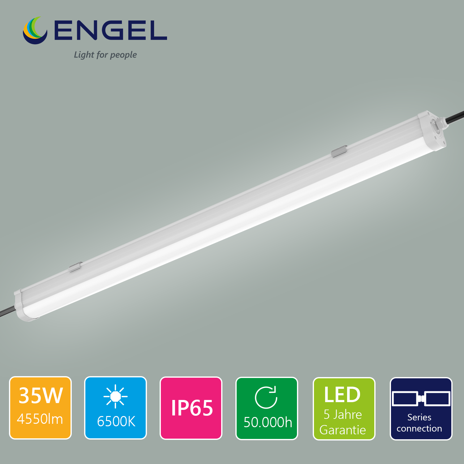 Engel Exton Plus LED Feuchtraumleuchte 60-150cm - IP65 Wasserdicht, Reihenschaltung  mit 5 Jahren Garantie