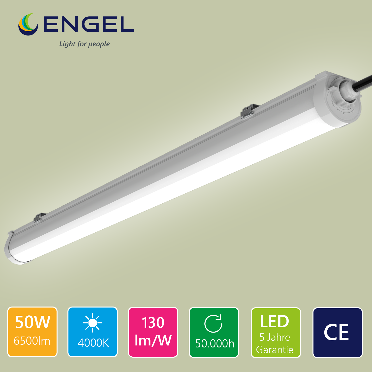 Engel Exton Standard LED Feuchtraumleuchte 60-120cm - IP65 Wasserdicht, mit 5 Jahren Garantie