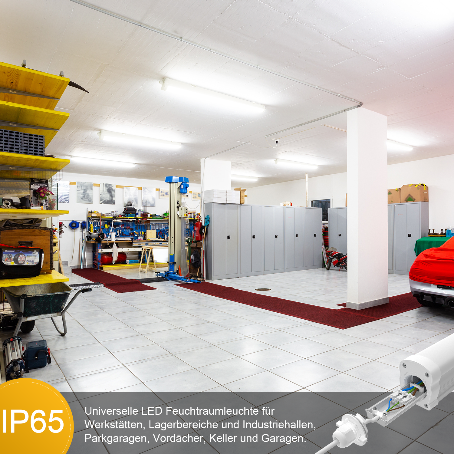 Engel Exton Plus LED Feuchtraumleuchte 60-150cm - IP65 Wasserdicht, Reihenschaltung  mit 5 Jahren Garantie