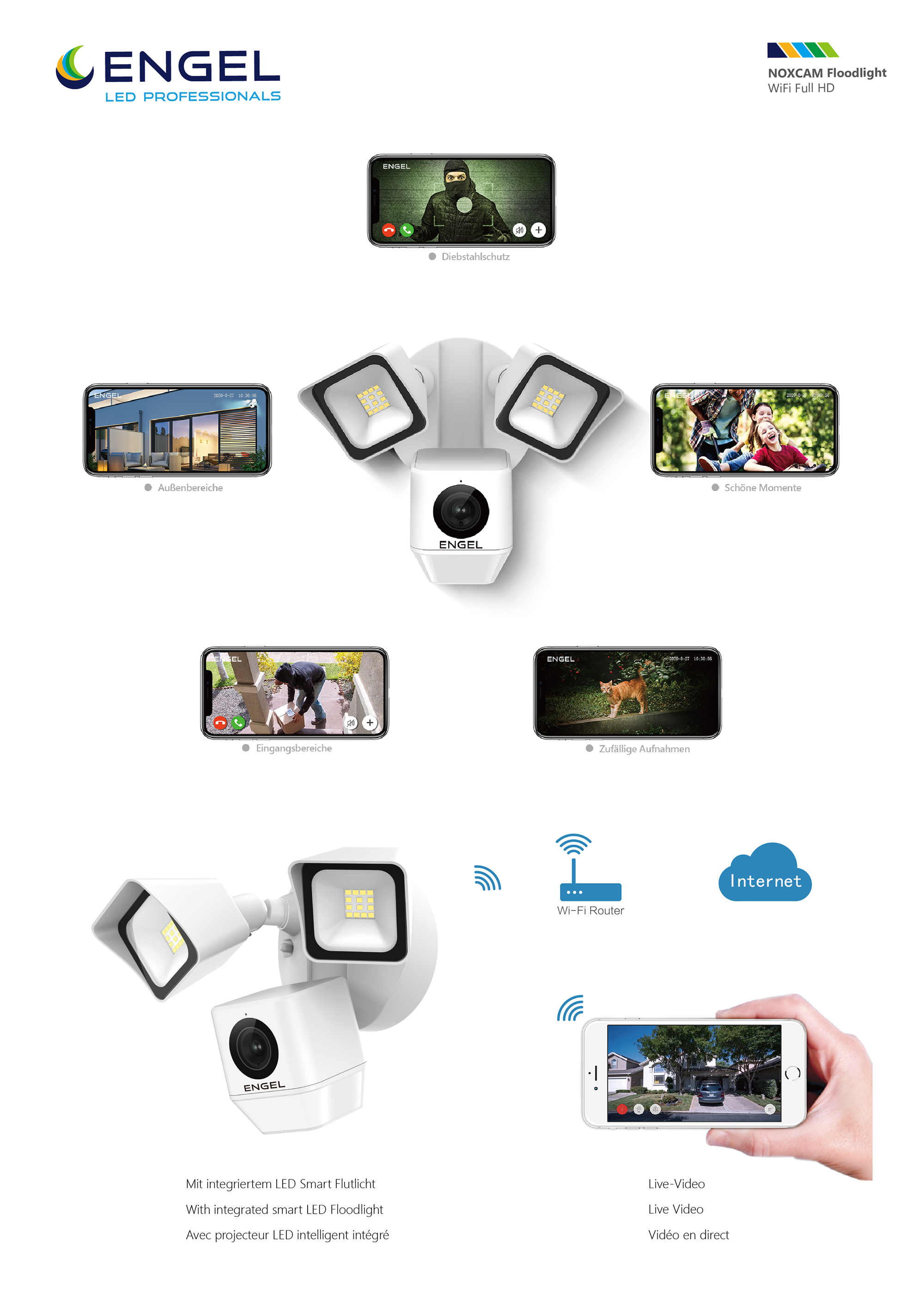 Engel NoxCam Floodlight Cam WiFi Full-HD Black