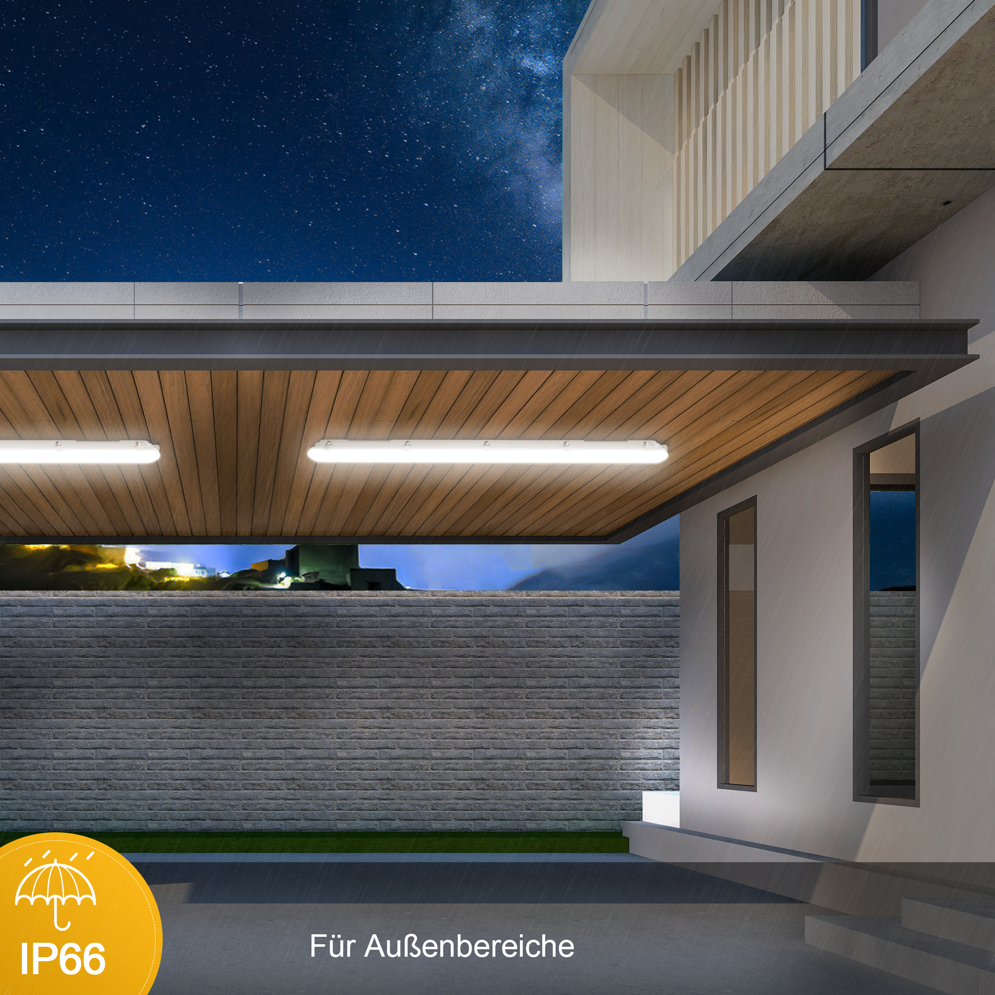 Engel Quinton LED Feuchtraumleuchte 60-150cm IP66 Effizient, Gleichmäßiges Licht mit 5 Jahren Garantie