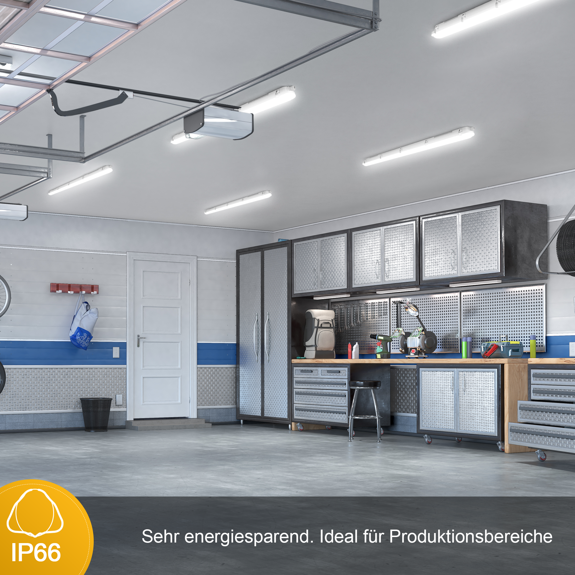 Engel Quinton LED Feuchtraumleuchte 60-150cm IP66 Effizient, Gleichmäßiges Licht mit 5 Jahren Garantie