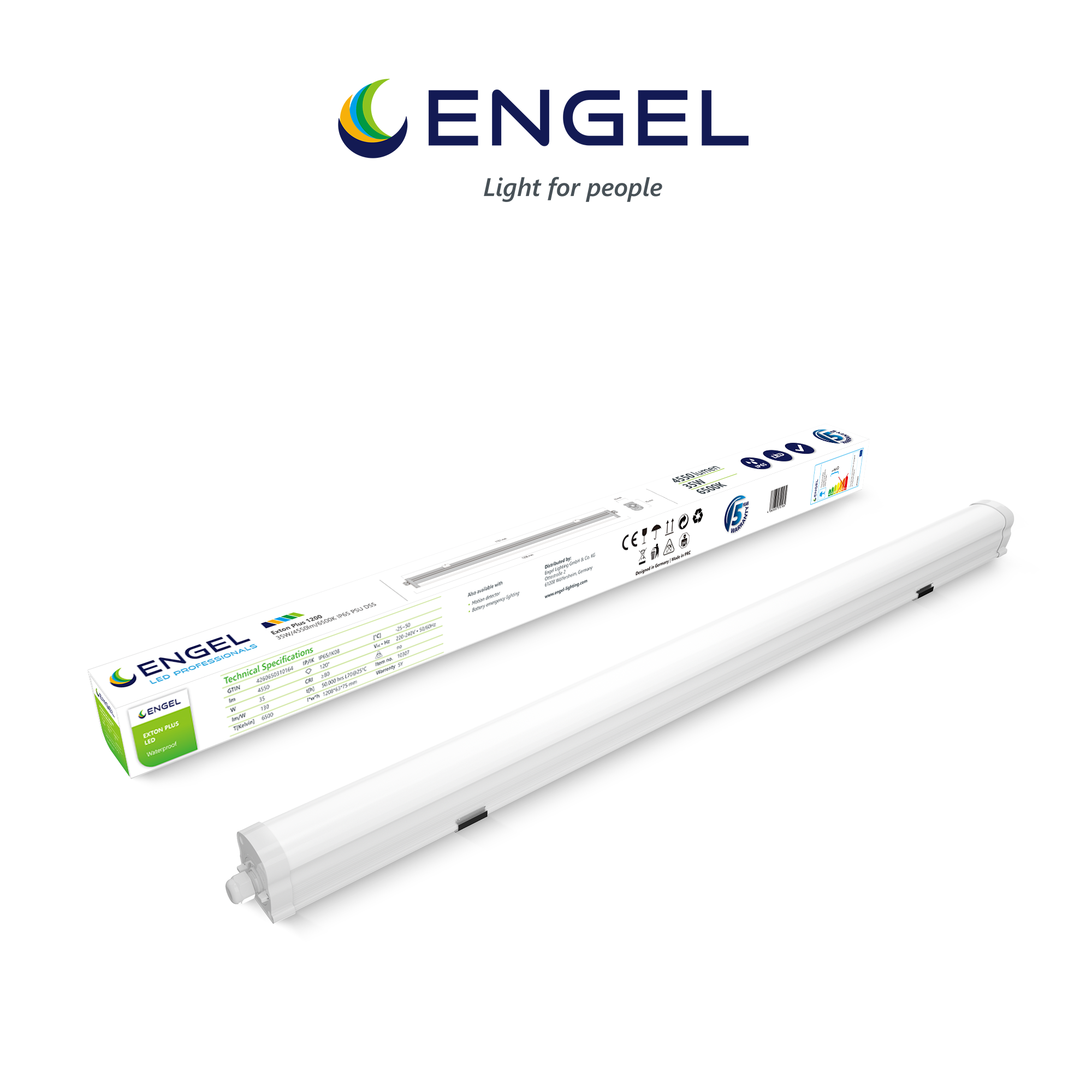 Engel Exton Plus LED Feuchtraumleuchte 60-150cm - IP65 Wasserdicht, Reihenschaltung  mit 5 Jahren Garantie