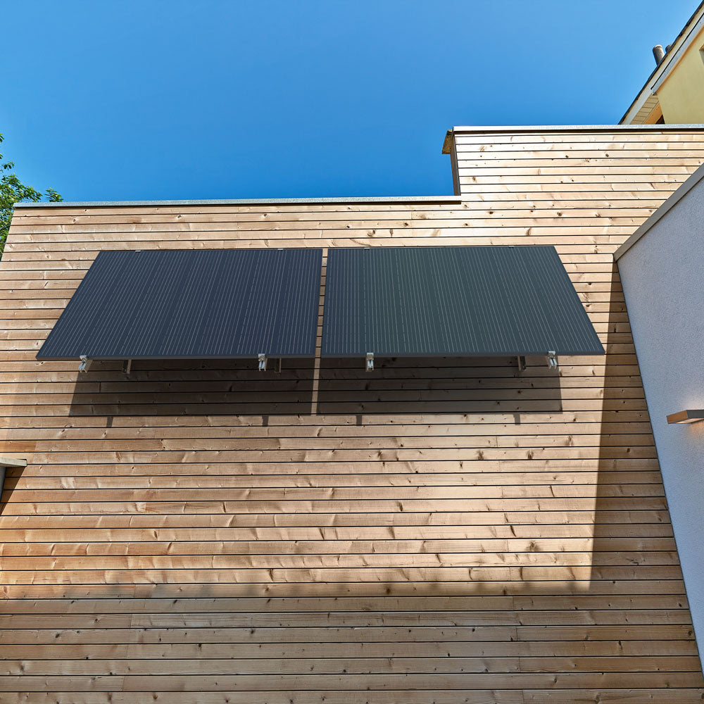 1 x Halterung-Set für ein Solarpanel mit Aufständerung bis 40° für Fassade/Wand (Variante B)