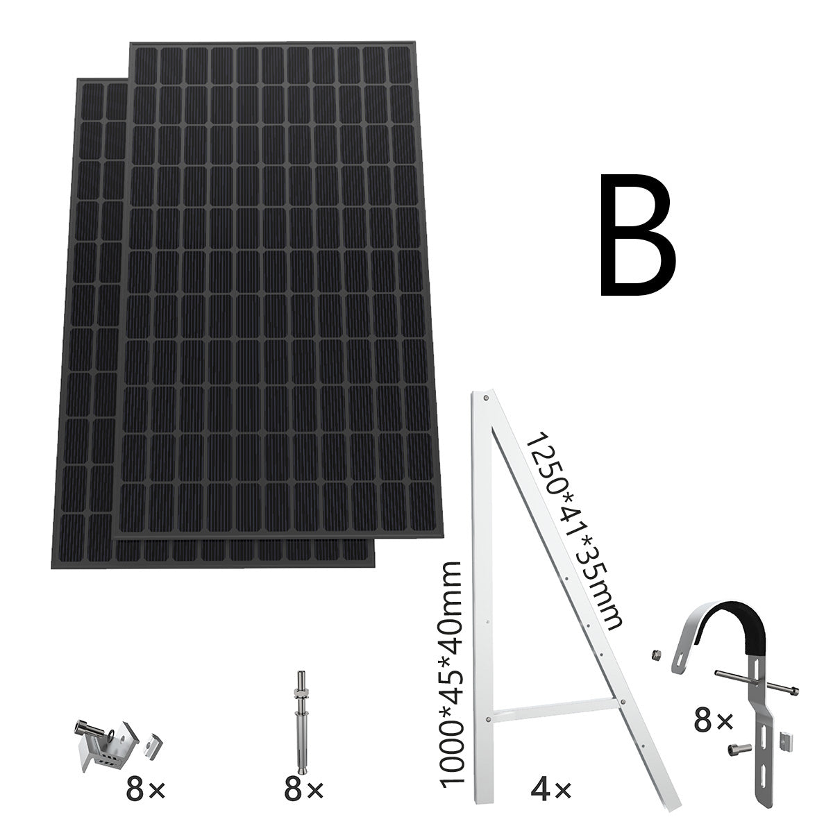 Komplettset Balkonkraftwerk 800W flexible Halterung (Var. B) inkl. Module